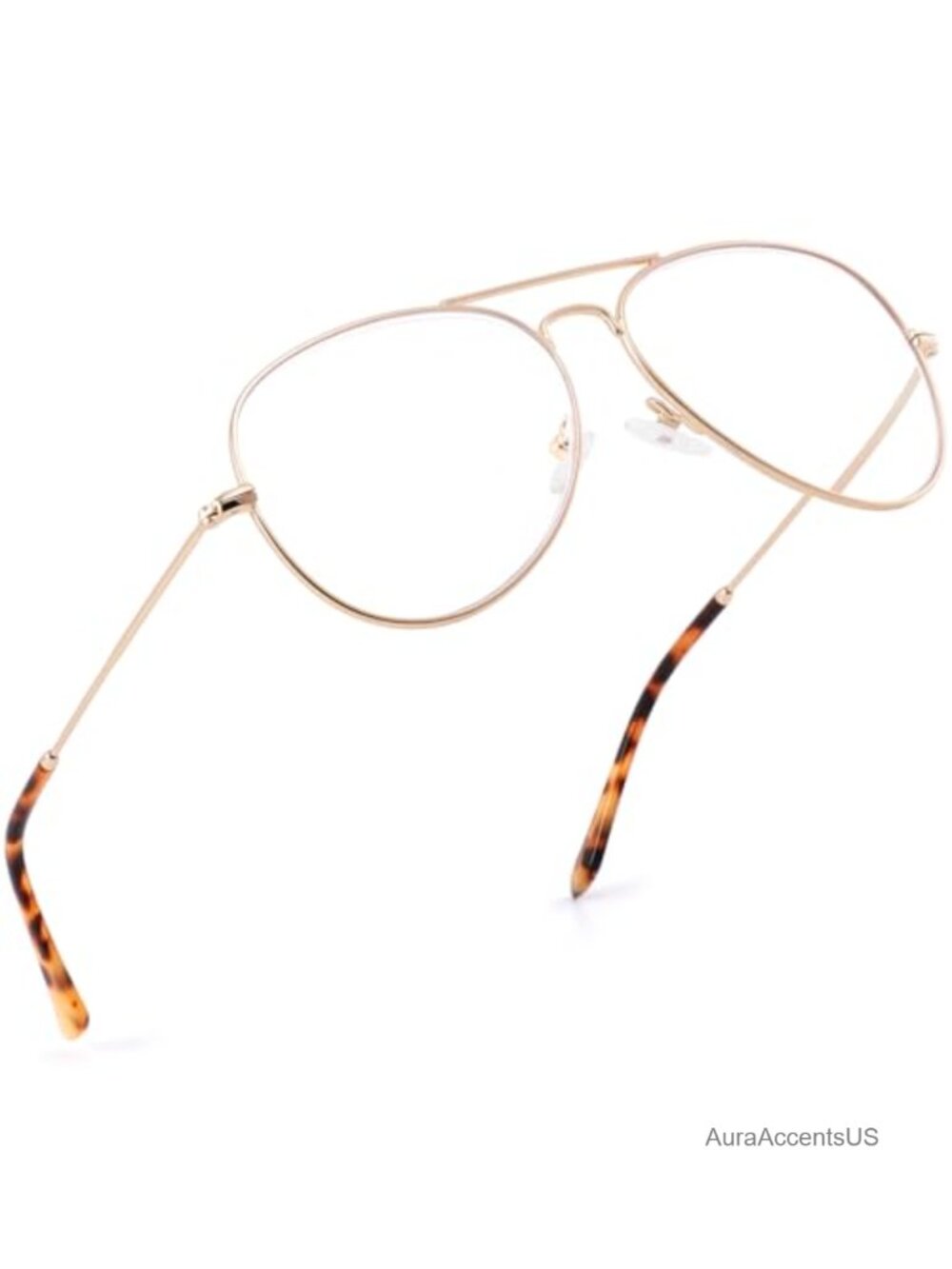 Oversized Double Bridge Aviator Reading Glasses Blue Light Blocking Metal